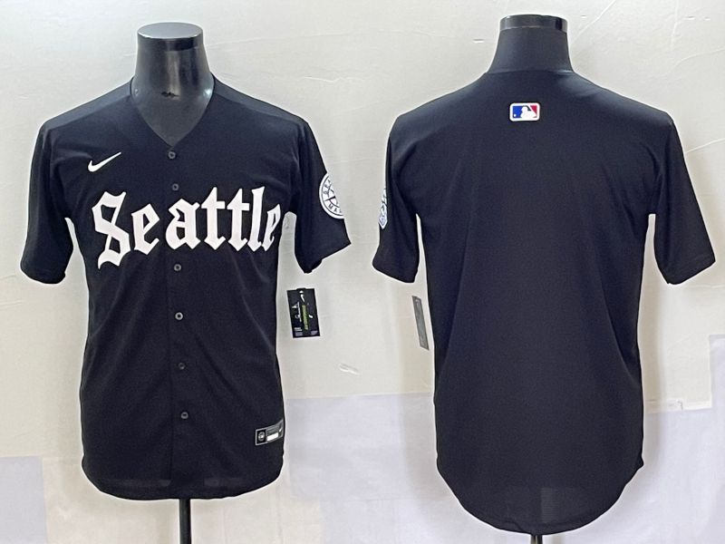 Men 2025 Seattle Mariners Blank black Five generations Joint Name Nike MLB Jersey style 2